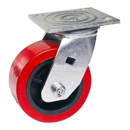 Casters Wheels & Industrial Handling Faultless Swivel Plate Caster 6in Polyurethane Wheel with Brake 1498-6RB